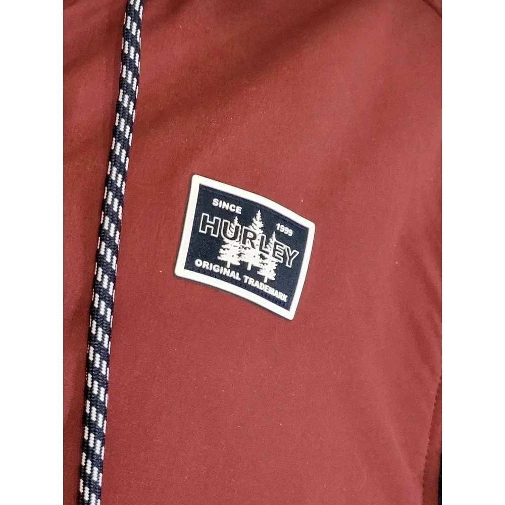 Hurley Sherpa‎ Fleece Hoodie Men's M Blue Red Half Zip Pullover Jacket Shacket